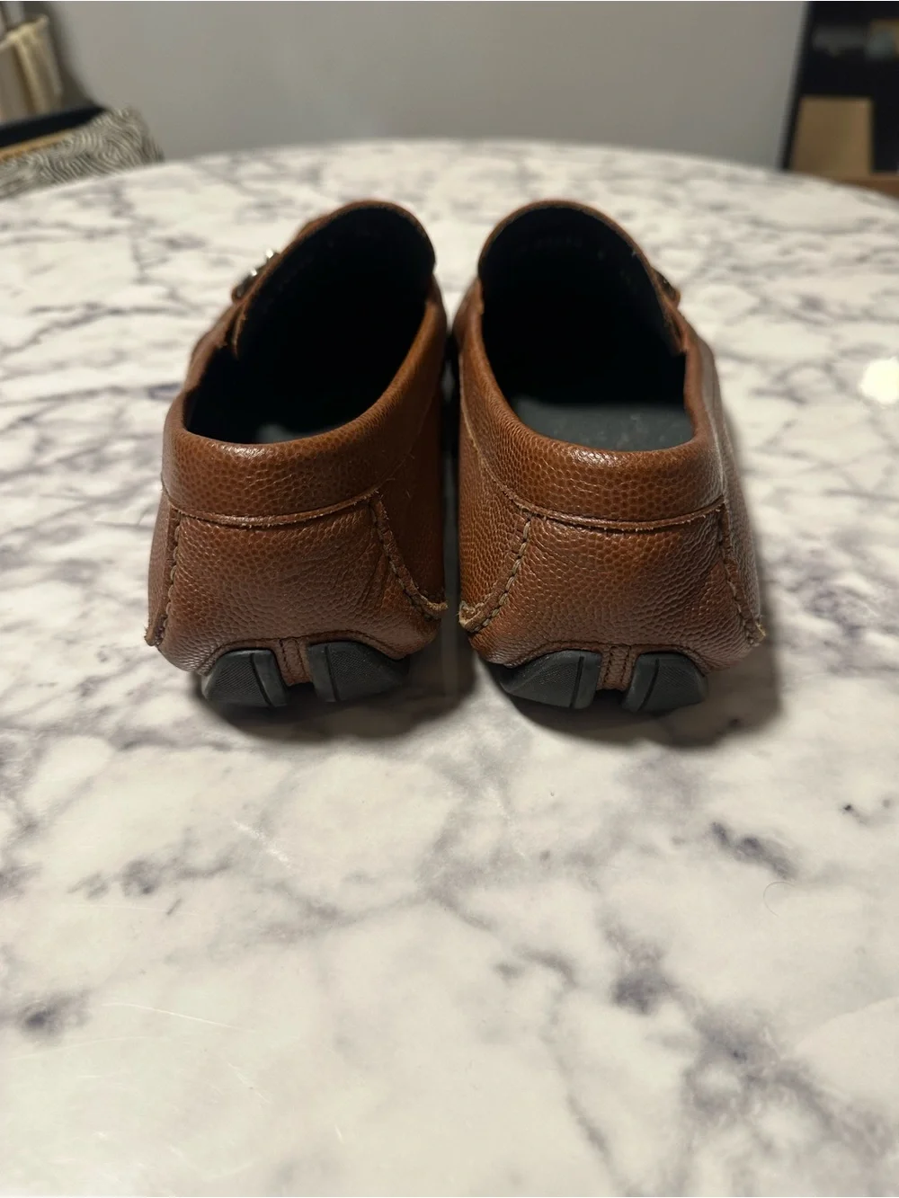Salvatore Ferragamo Brown Pebbled Leather Bit Loafers